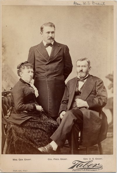 Julia T. (Dent) Grant (1826-1902); Ulysses Simpson Grant (1822-85), General der Unionsarmee, 18. Präsident der USA; Oberst Frederick Dent Grant (1850-1912) von Isaiah Taber